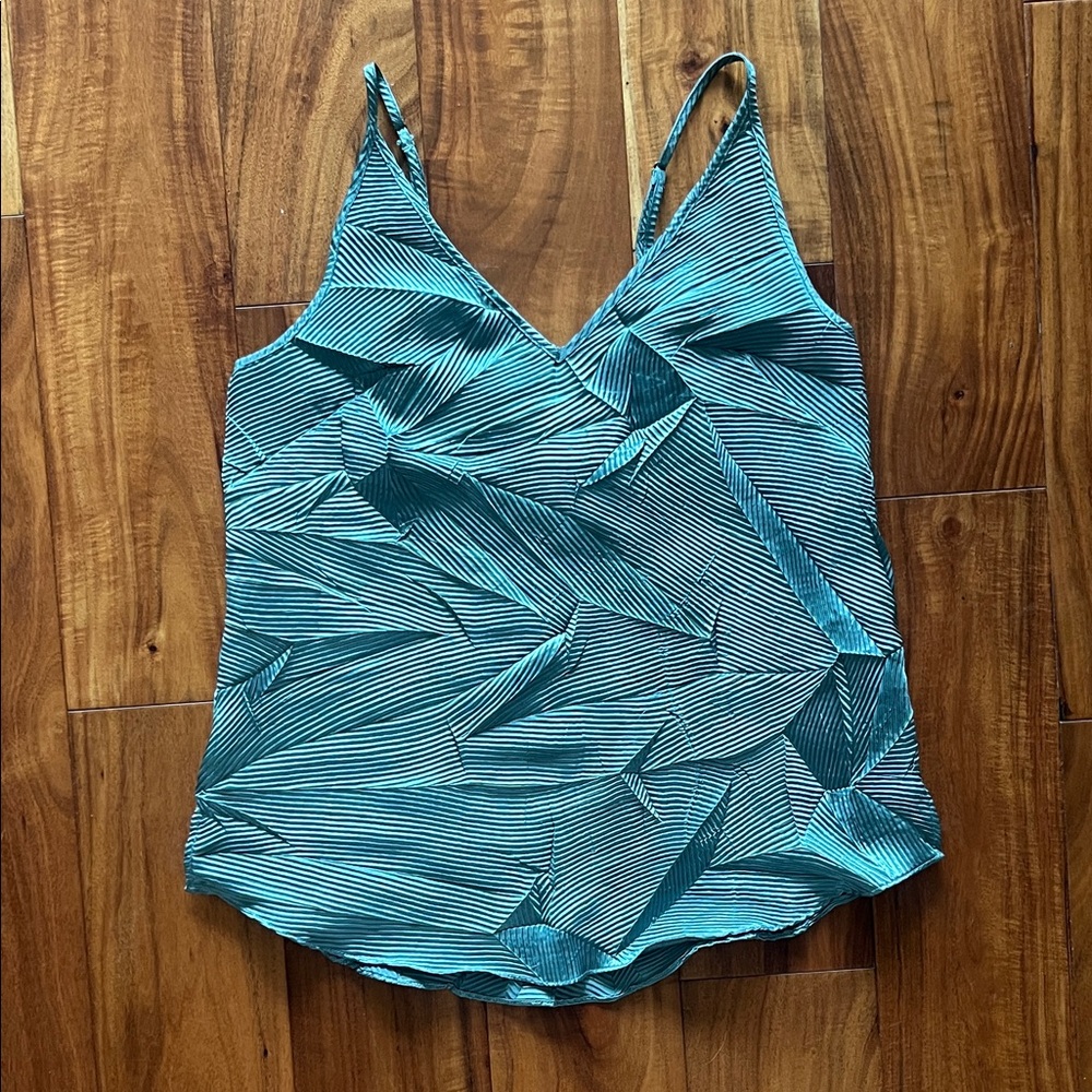 Floreat Crinkly Teal V-Neck Satin Cami